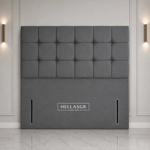 Square Panel Button Upholstered Headboard features bold square padded panels with deep button detailing