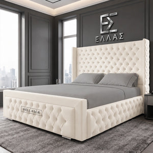 Ambrosion Wingback Bed, Wingback Bed, High headboard Bed, Storage Bed