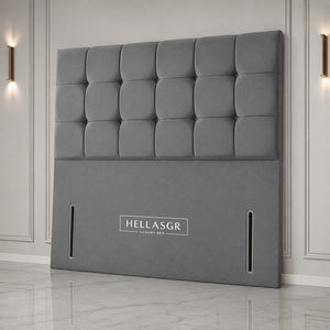 Square Panel Button Upholstered Headboard features bold square padded panels with deep button detailing