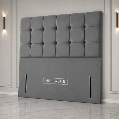 Square Panel Button Upholstered Headboard features bold square padded panels with deep button detailing