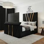 Vector Gold Trim TV Bed, Gold Trim TV Bed, Storage Compartment Bed, High Headboard Bed