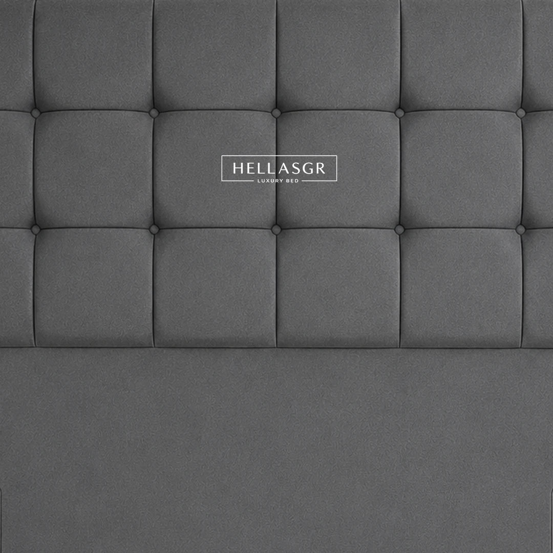 Square Panel Button Upholstered Headboard features bold square padded panels with deep button detailing