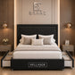 Luxury upholstered bed with side storage drawers in modern bedroom