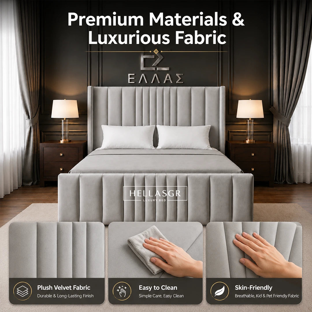 Mikonos Storage Bed, Mikonos Bed,  High Headboard Bed,  Storage Comaprtment Bed