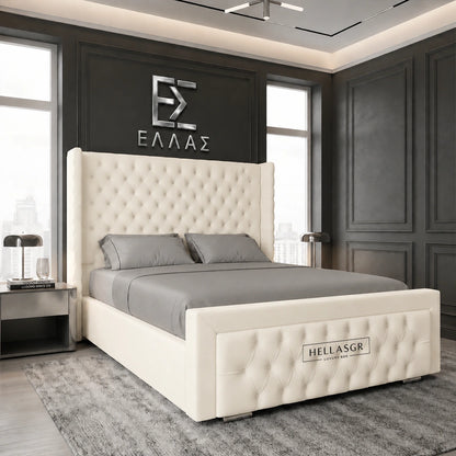 Ambrosion Wingback Bed, Wingback Bed, High headboard Bed, Storage Bed