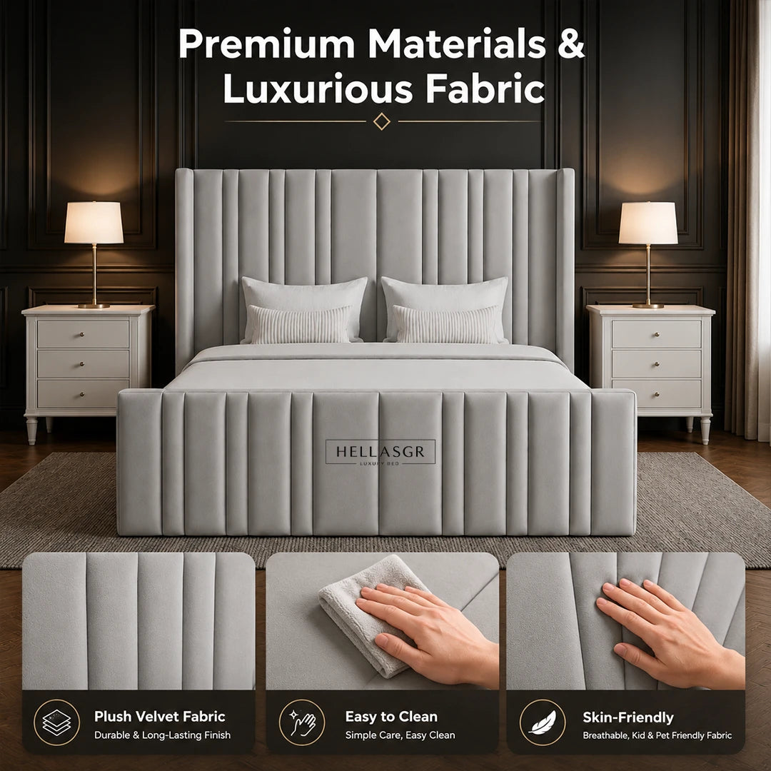Oxford Wingback Bed, Wingback Bed, Storage Compartment Bed