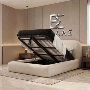 Andreea Bed, Curved headboard bed, Storage Compartment Bed