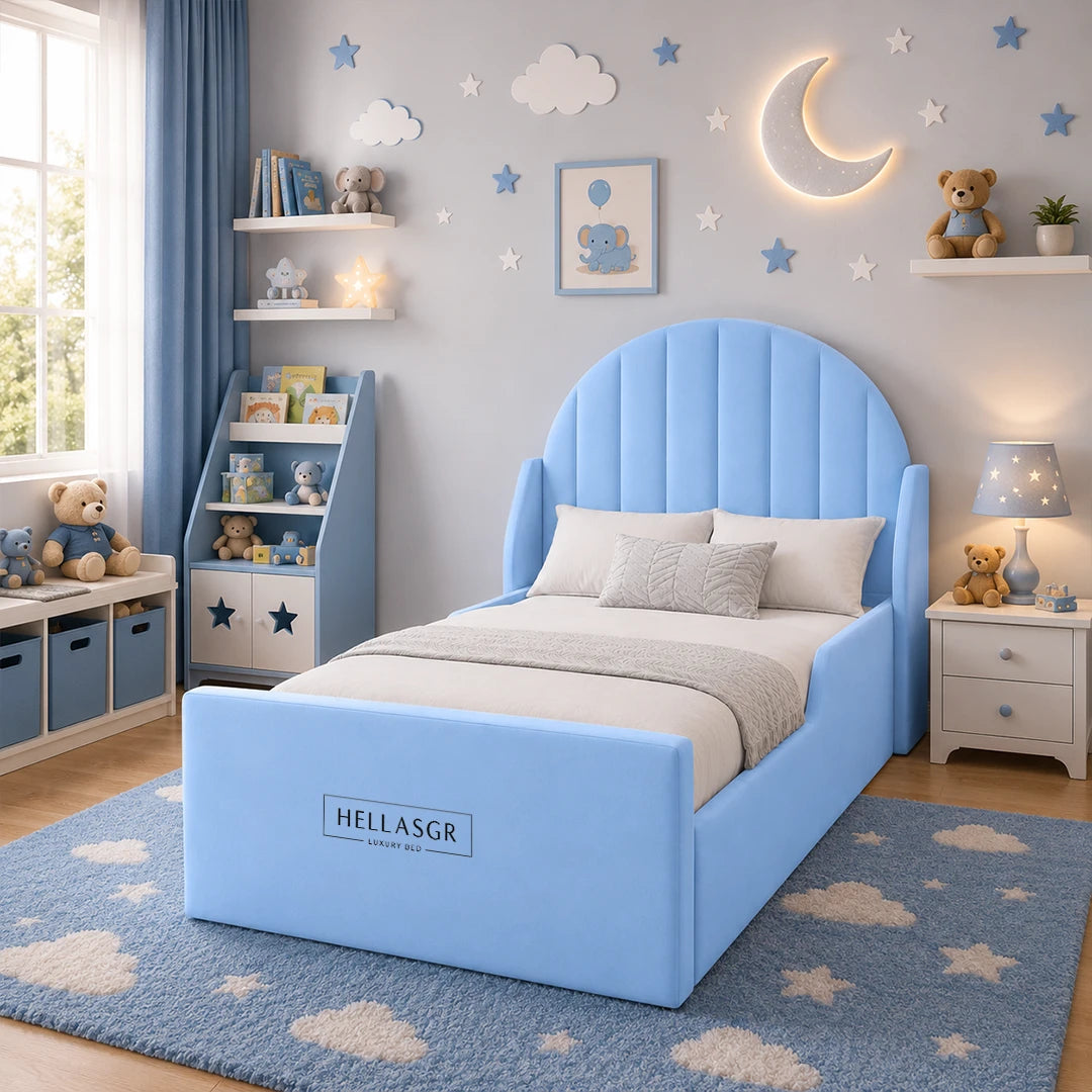 kids bed, high headboard bed