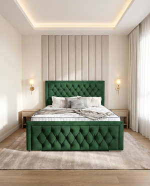 Geo Ottoman bed - Emerald Coniston