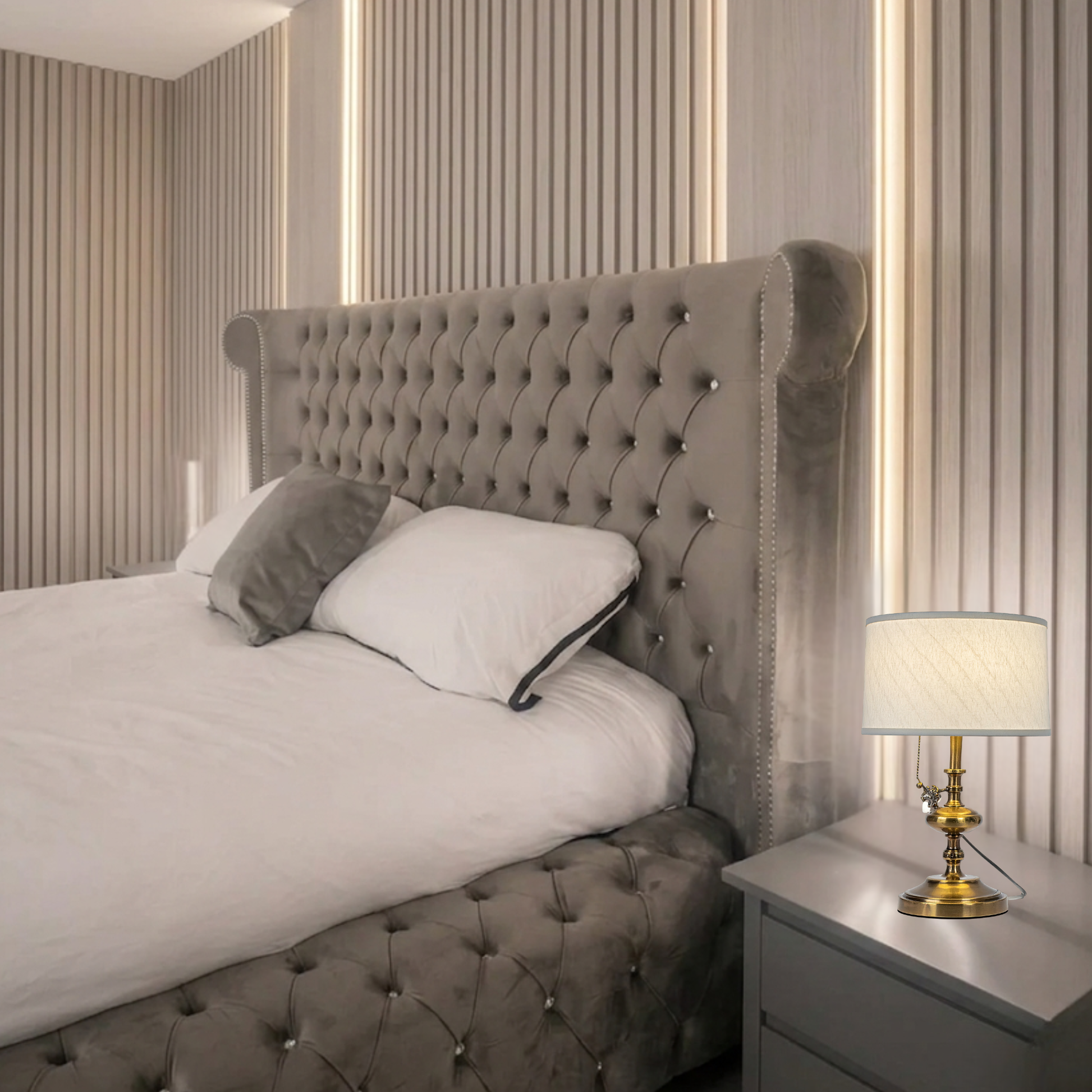 Diamond Orbit Round Bed with curve headboard