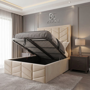 Elite V Panel Bed, High Headboard Bed, Storage Compartment Bed