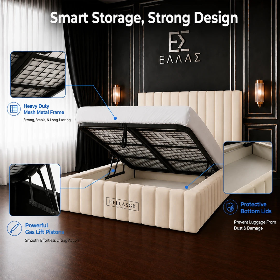 Floretta Elite Bed,  Elite Bed, High Headboard Bed, Storage Compartment Bed