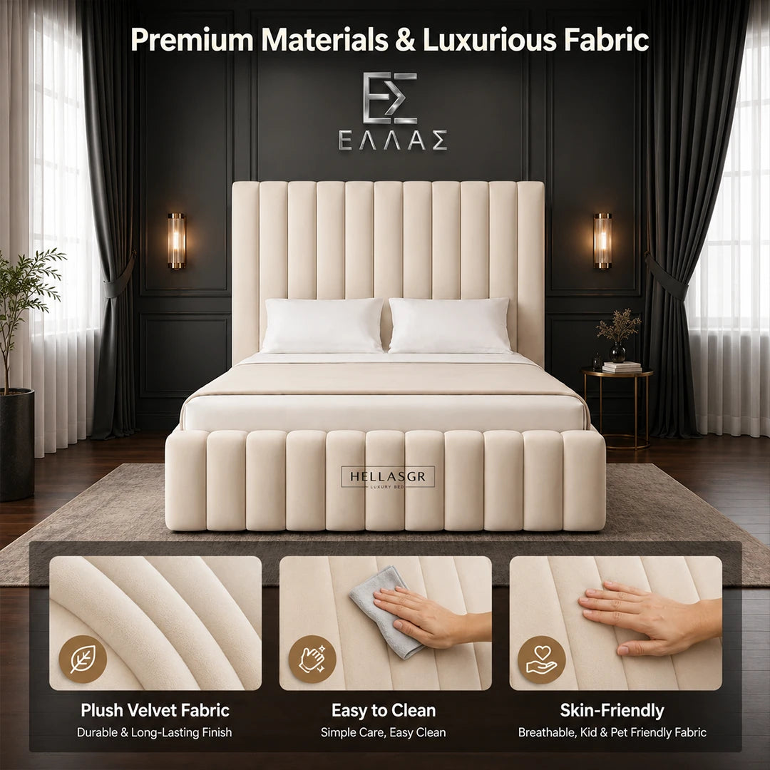 Floretta Elite Bed,  Elite Bed, High Headboard Bed, Storage Compartment Bed