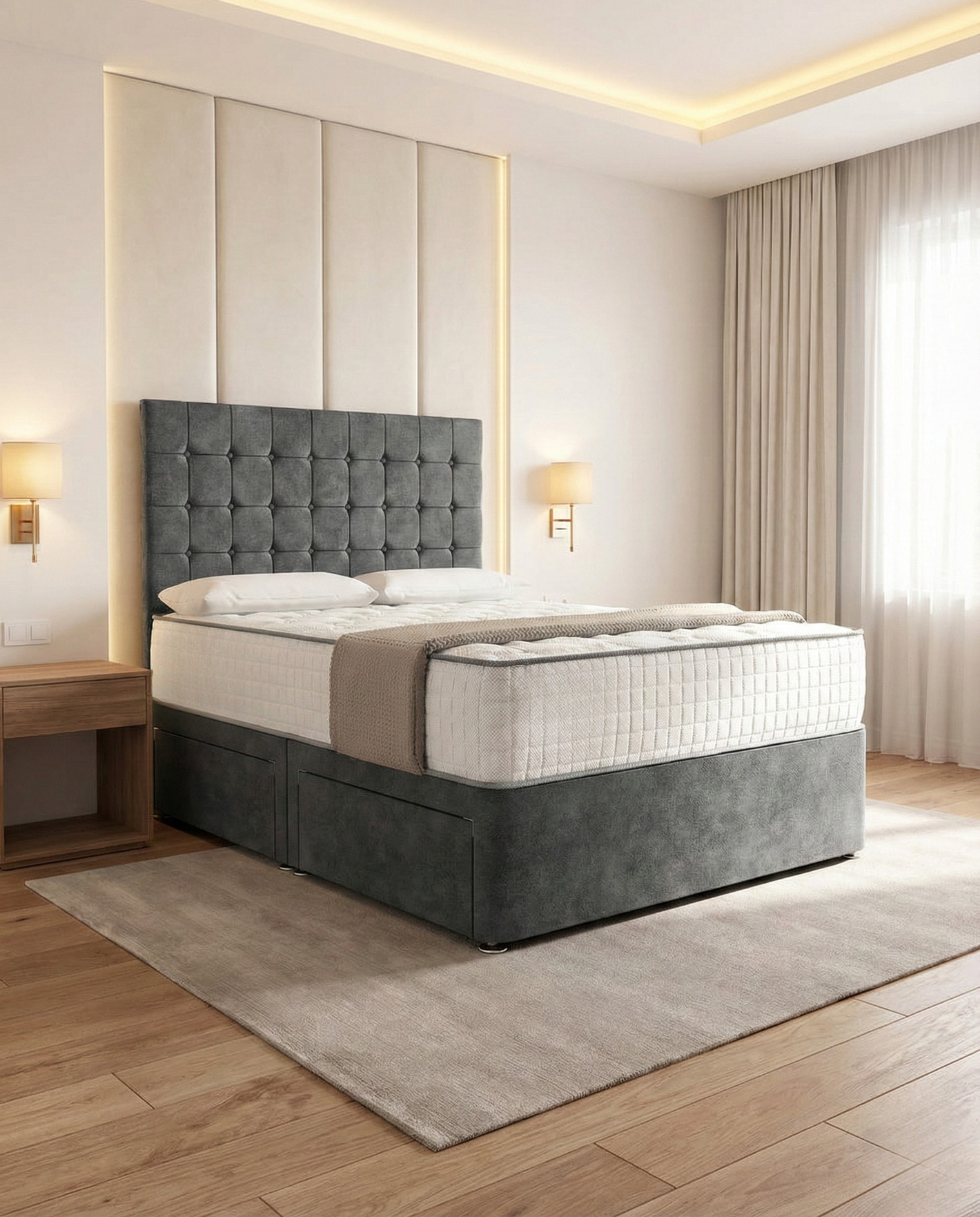 Noble Divan Bed - Charcoal Coniston