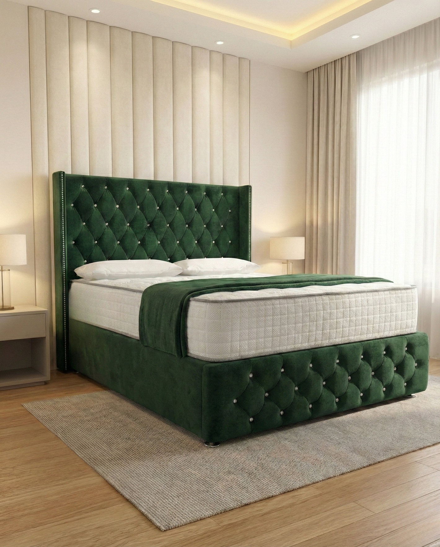 Acantha Wingback Divan Bed - Emerald Coniston