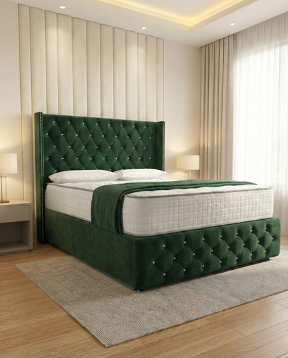 Acantha Wingback Divan Bed - Emerald Coniston