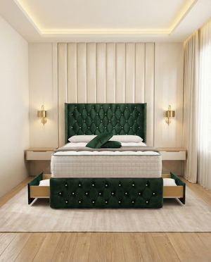 Acantha Wingback Divan Bed - Emerald Coniston