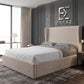 Modern bedroom with a large Marina Elite bed and decorative wall panel.