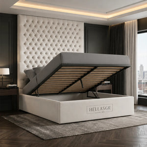 Hellas Chesterfield Ottoman Storage Bed with hHgh Headboard
