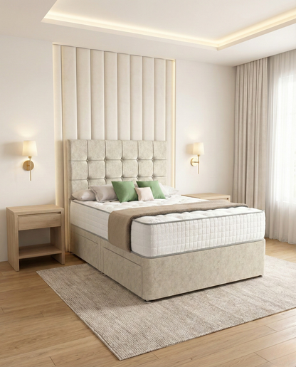 Theros Divan Bed - Cream Chenille
