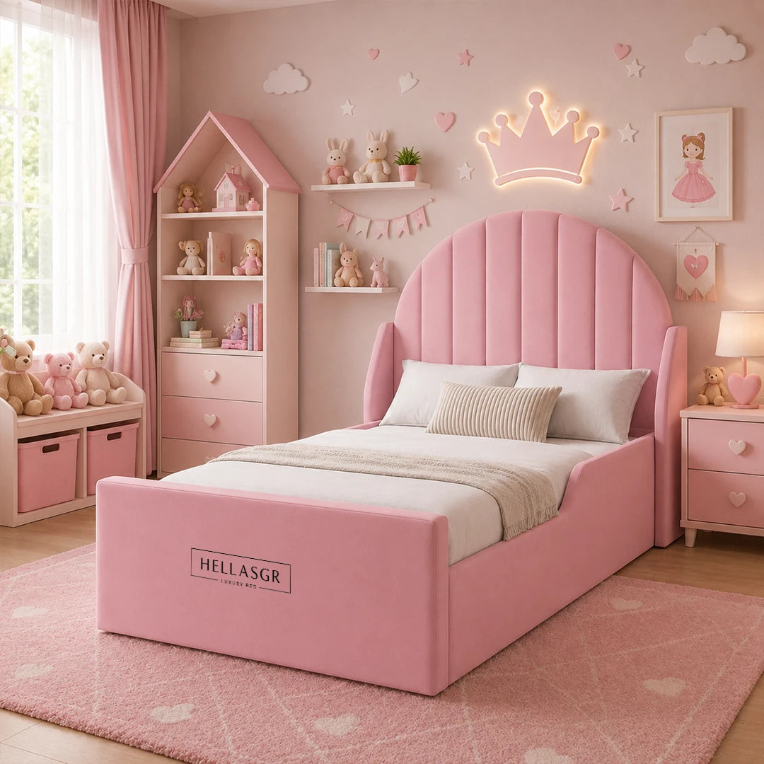 kids bed, high headboard bed