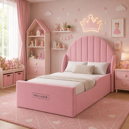 kids bed, high headboard bed