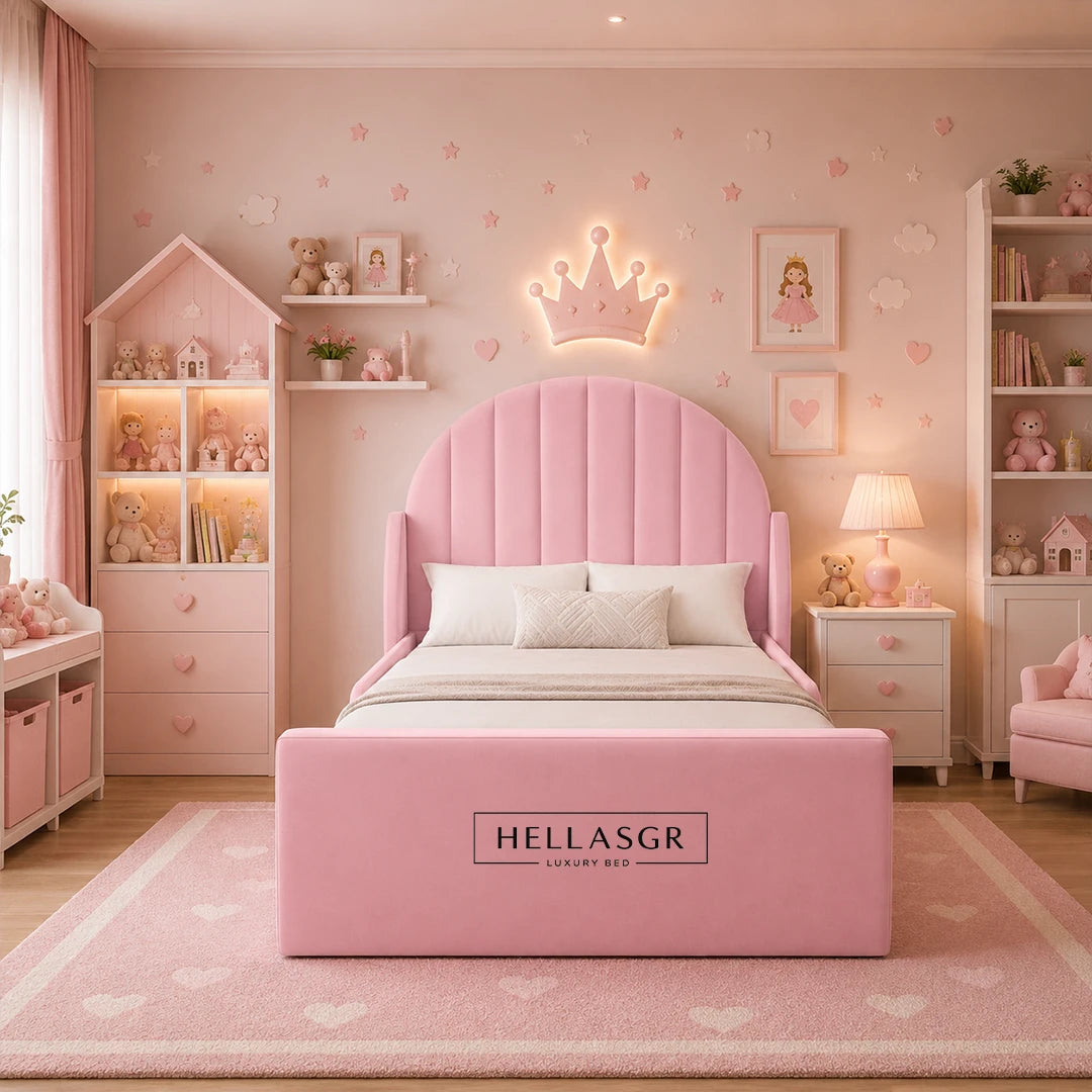 kids bed, high headboard bed