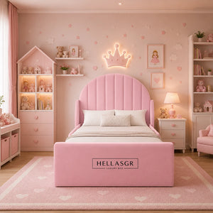 kids bed, high headboard bed