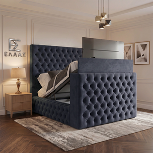 Penthior TV Bed, TV Bed, Storage Compartment Bed, High Headboard Bed