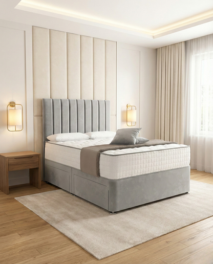 Prague Divan Bed - Silver Plush Velvet