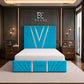 Vector Silver Trim Bed, Silver Trim Bed, Storage Compartment Bed, High Headboard Bed