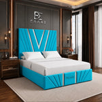 Vector Silver Trim Bed, Silver Trim Bed, Storage Compartment Bed, High Headboard Bed