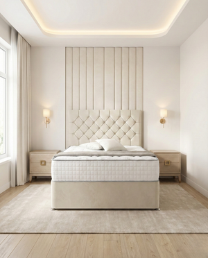 Thalior Chesterfield Divan Bed - Cream Plush Velvet