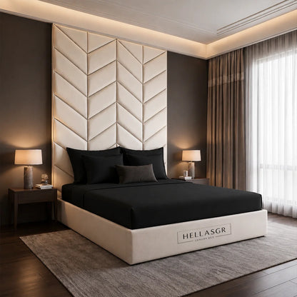 Leaf Panel Bed with High Headboard