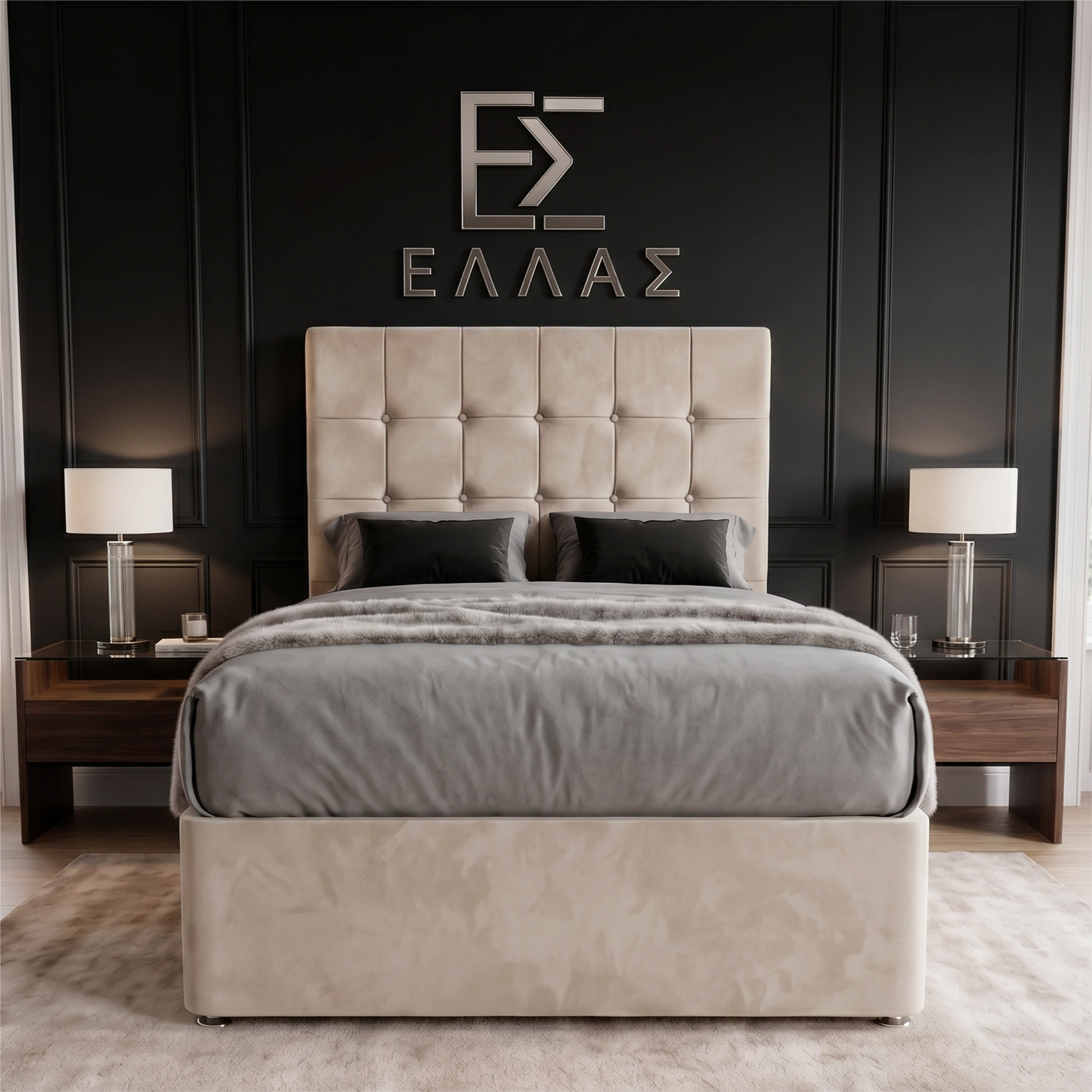 Theros Divan Bed - Cream Chenille