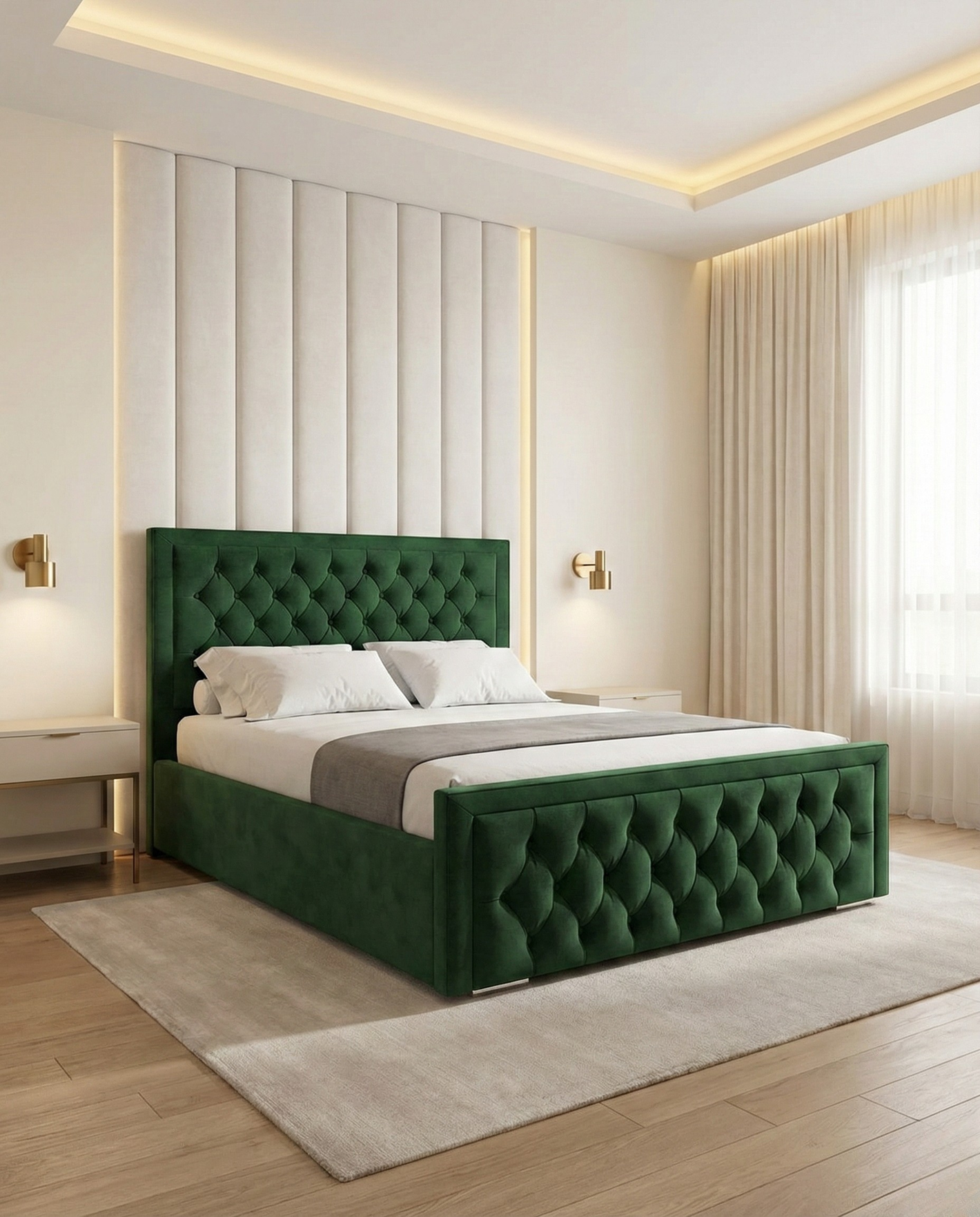 Valencia Upholstered Bed - Emerald Coniston