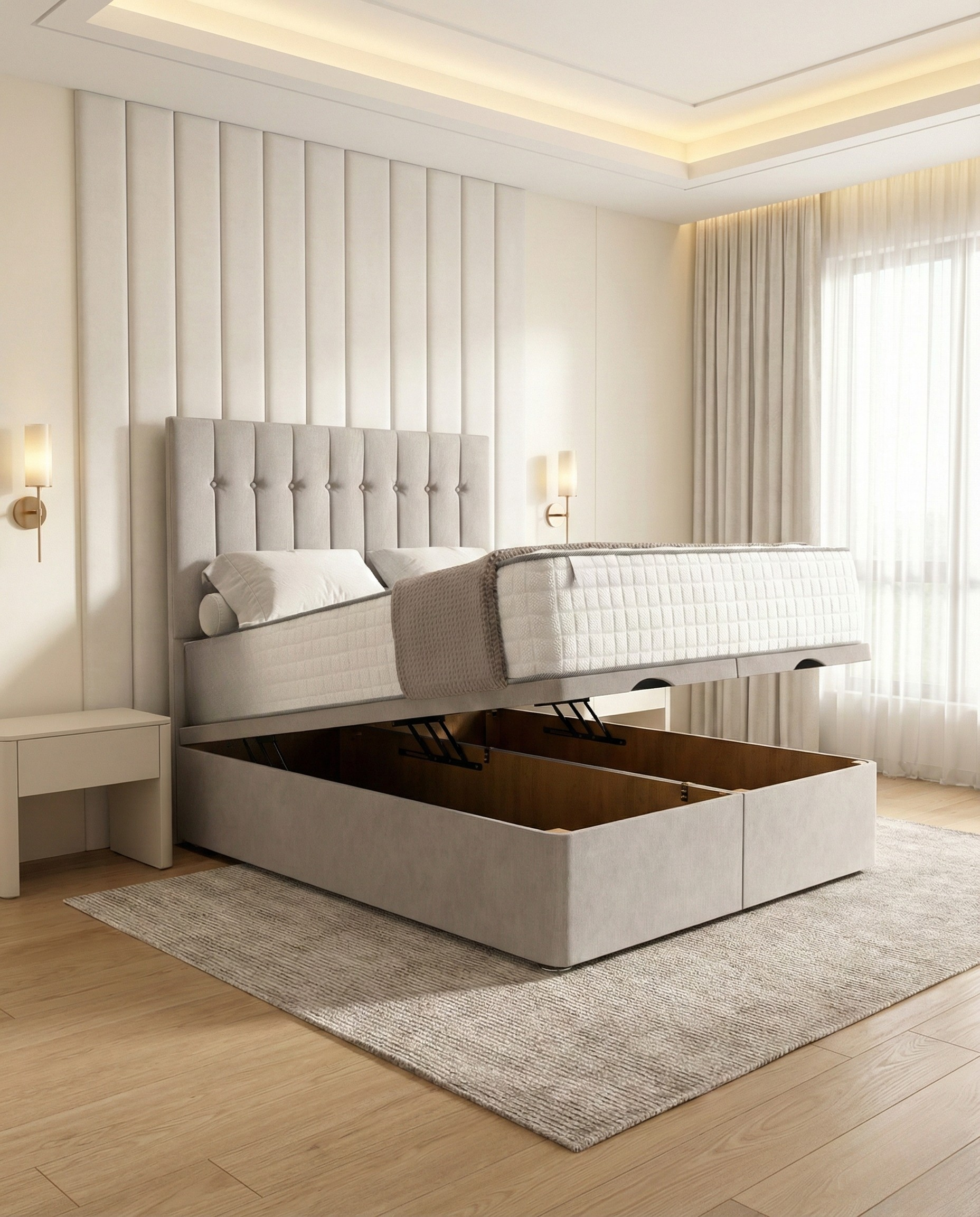 Vertical Tufted Panel ottoman divan