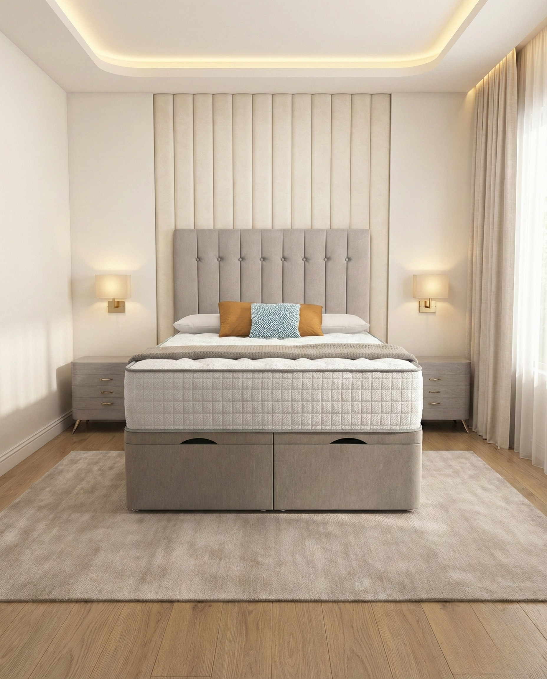 Vertical Tufted Panel ottoman divan bed