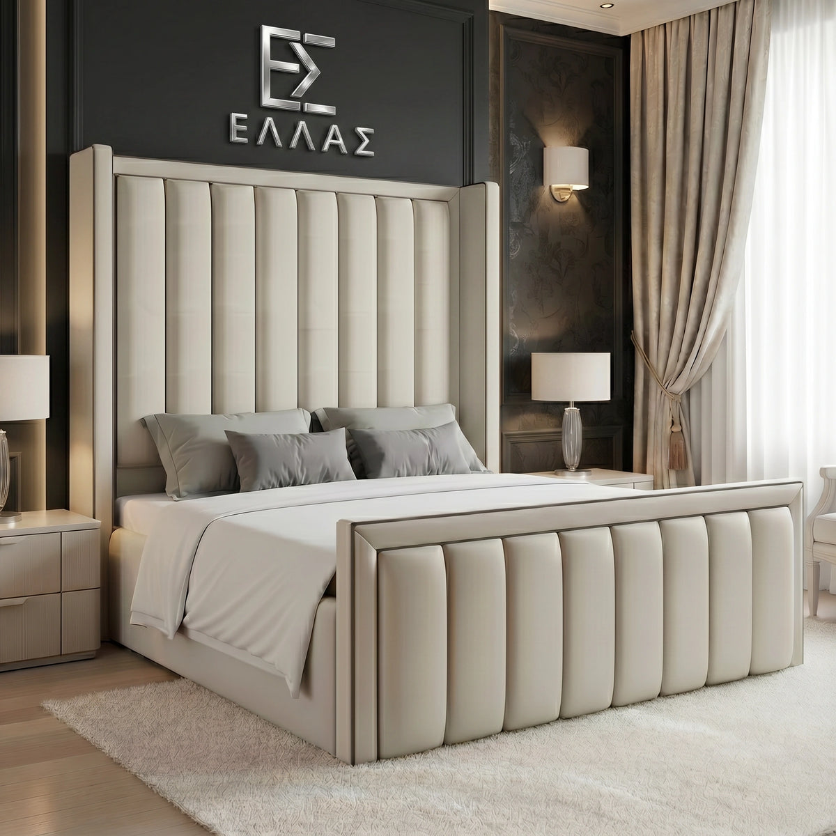 Victoria Bed with Wingback | Elegant & Luxurious Design | HELLAS GR