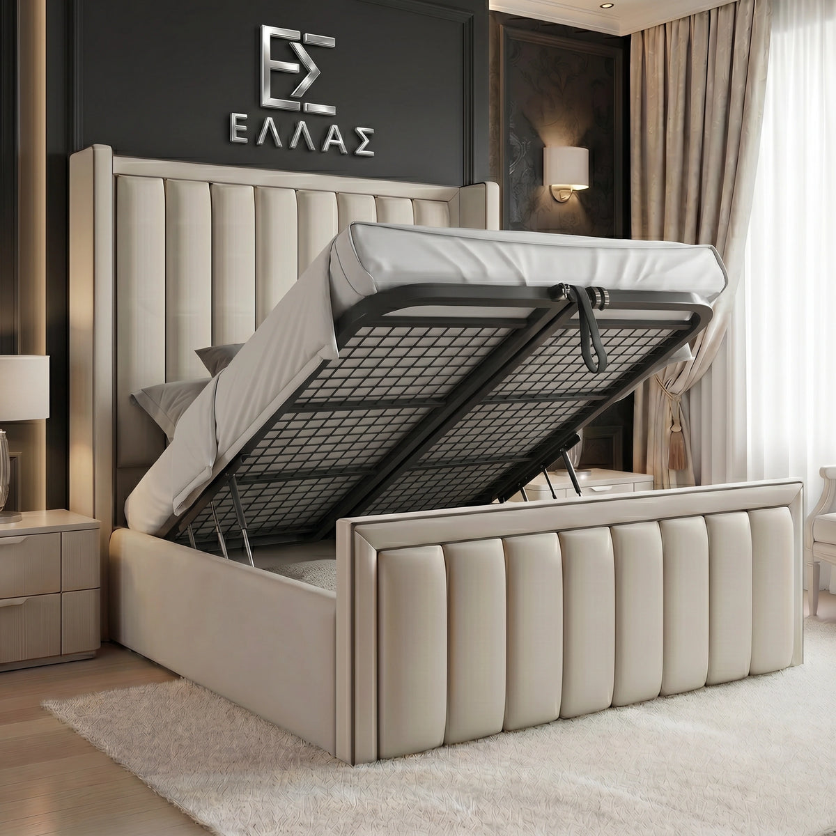 Victoria Bed with Wingback | Elegant & Luxurious Design | HELLAS GR