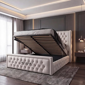 Alison Chesterfield Wingback Storage Bed Frame, Chesterfield storage bed, wingback storage bed, storage bed frame
