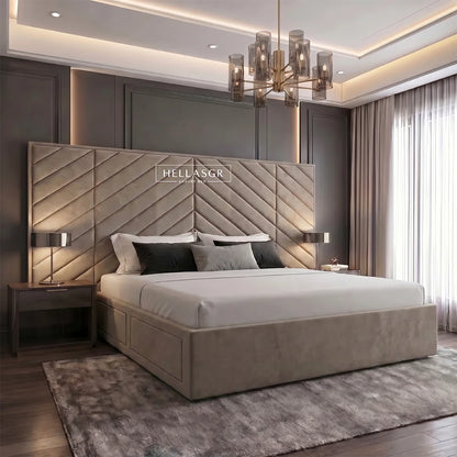 Aqua Storage Bed with Wide Headboard