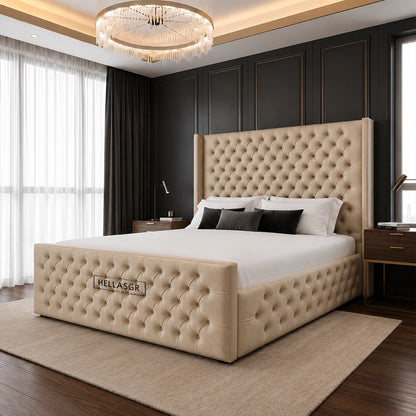 Ambassador Chesterfield bed Frame with Optional Ottoman Storage
